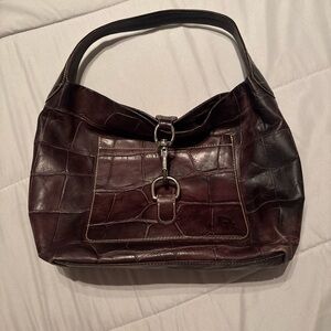 Dooney & Bourke Dark Brown Leather crocodile embossed Hobo Bag